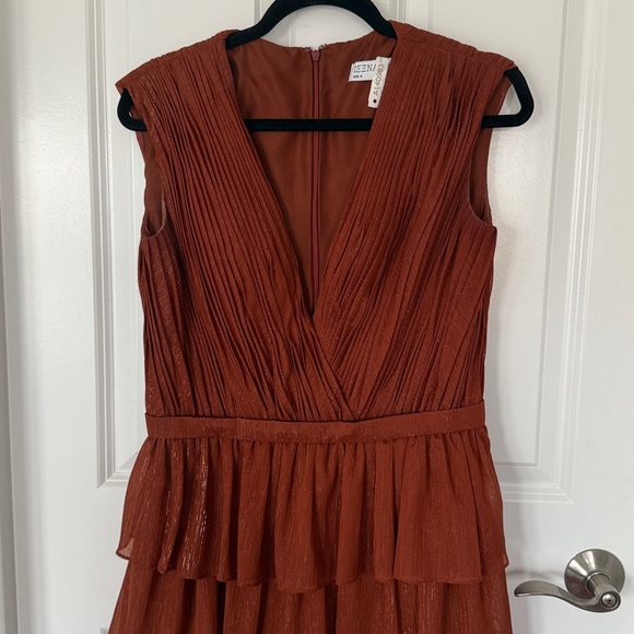 Mac Duggal Sleeveless Rust Tiered Maxi Dress Size 8 - Picture 6 of 7